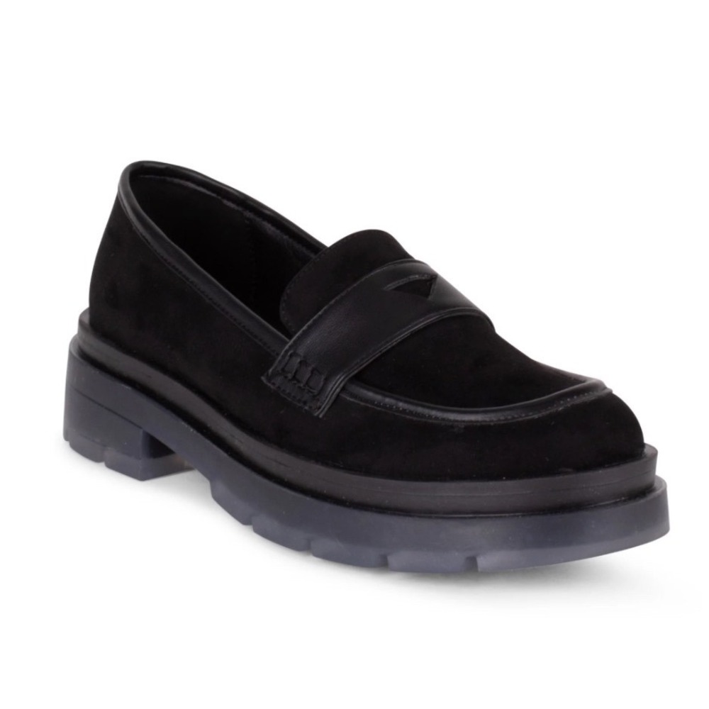 Wanted Vintage Y2K Dutch Black Chunky Platform Penny Loafers Women's Size 6.5